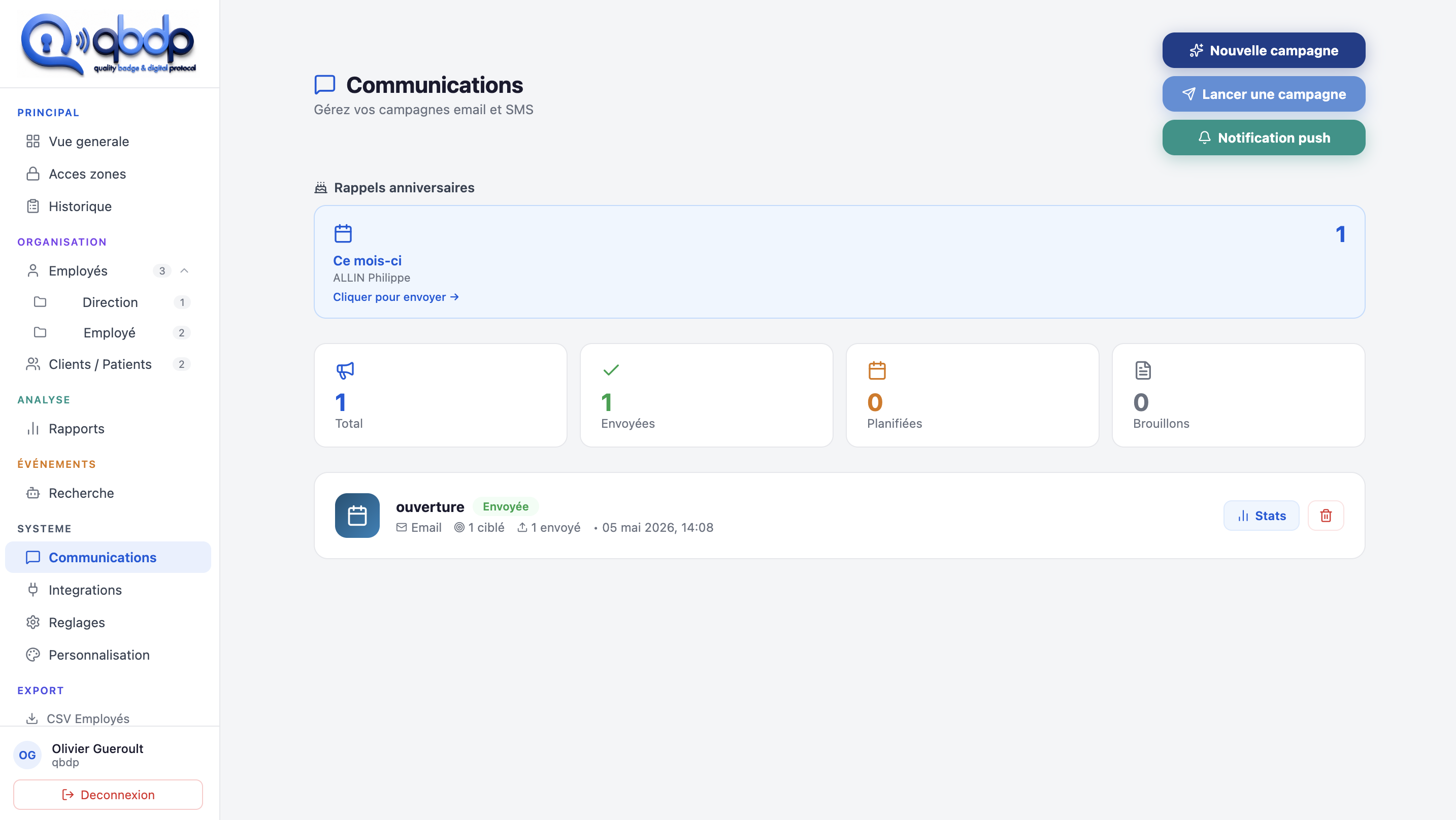 Campagnes mail et SMS QBDP